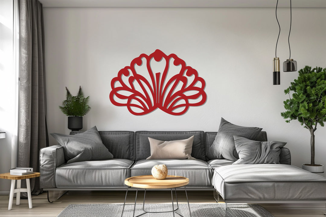 Floral Fan Metal Wall Art – Modern Black Geometric Flower Design