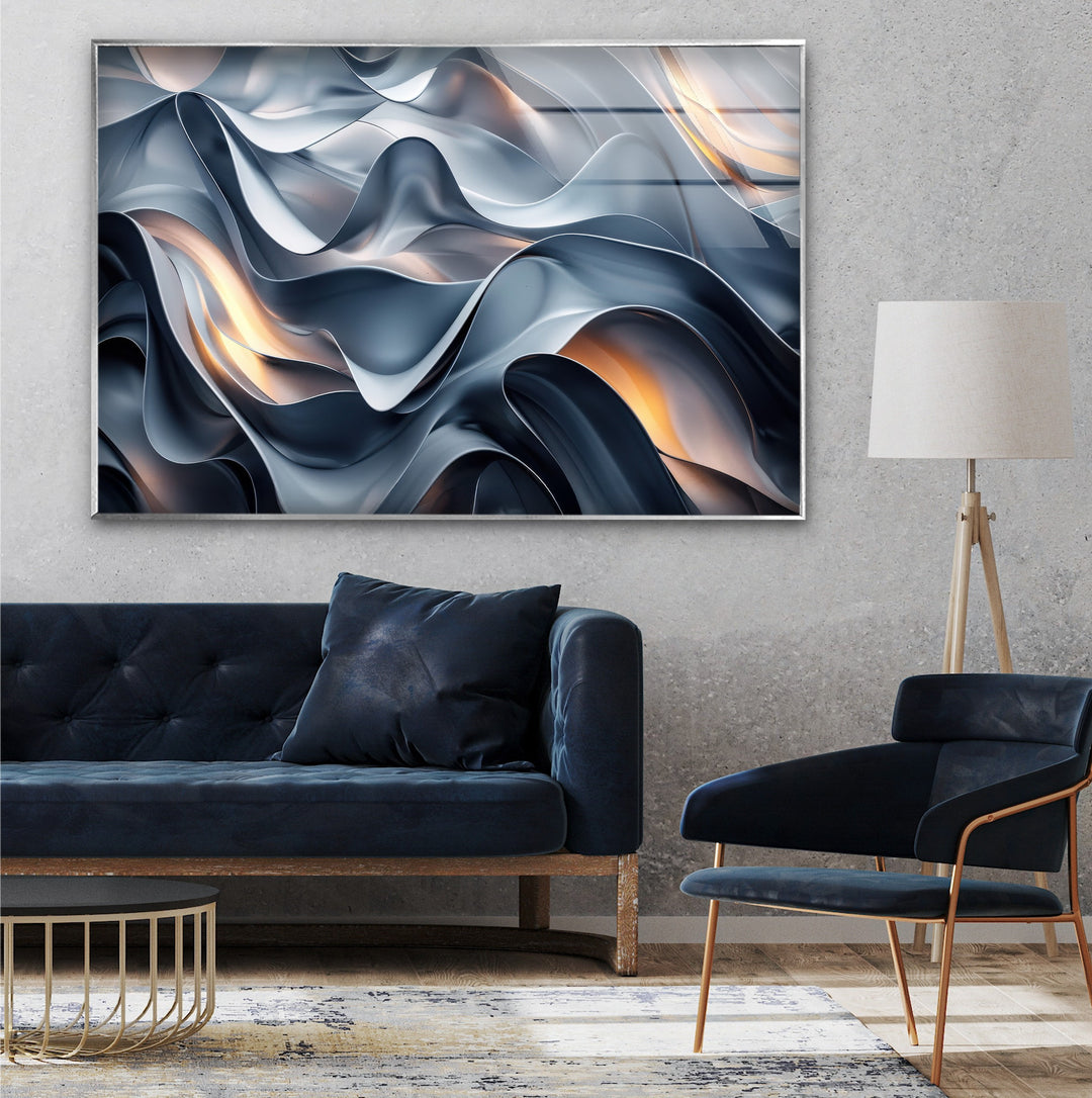 موجات إمبر من إيروفلوينت - تدفق معدني منحوت اللوحات الزجاجية الجدارية