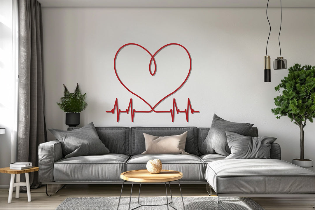 Eternal love heartbeat metal wall art
