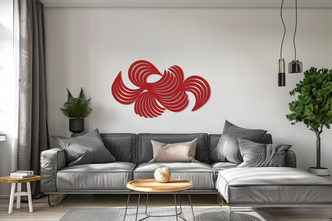 Modern Abstract Swirl Metal Wall Art – Black Geometric Home Décor