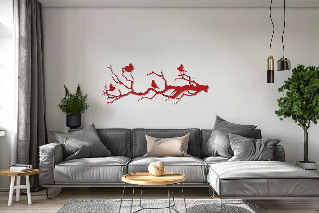 Birds on Branch Metal Wall Art – Nature-Inspired Silhouette