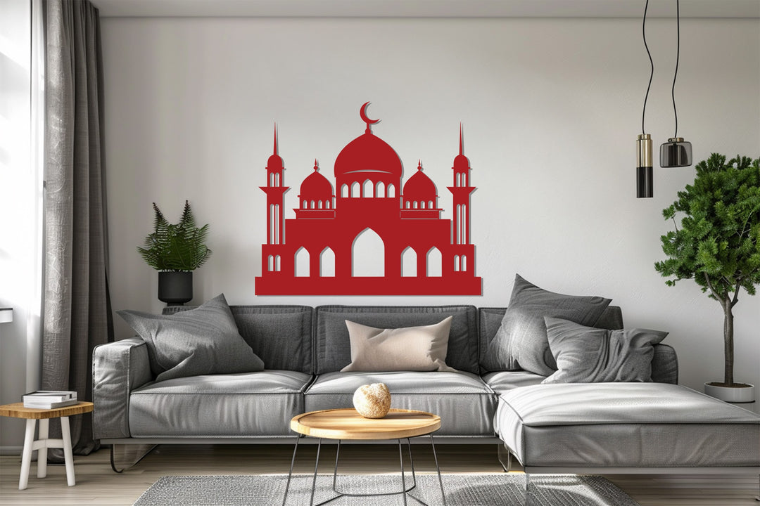 Black mosque silhouette metal wall art