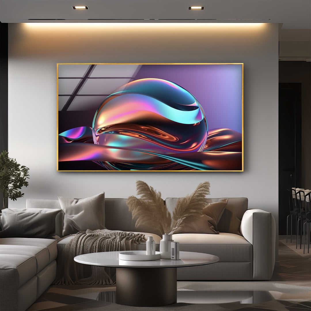 Spectrum Orb Reflection – Iridescent Sphere Glass Wall Art