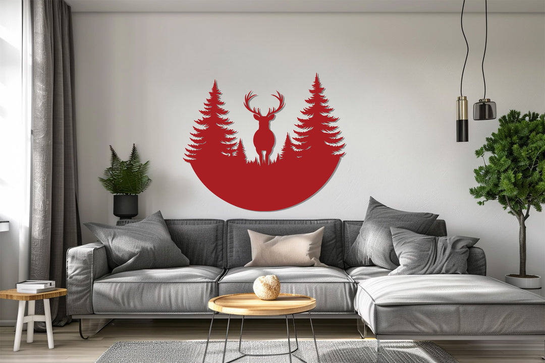 Forest scene deer artwork for rustic interiors