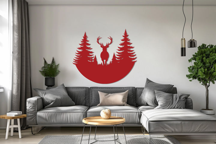 Forest scene deer artwork for rustic interiors