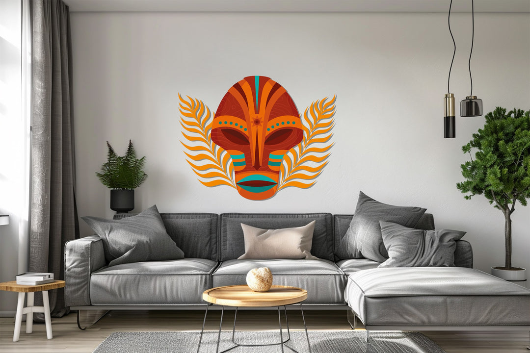 Tribal Mask Metal Wall Art – Ethnic Abstract Wall Decor