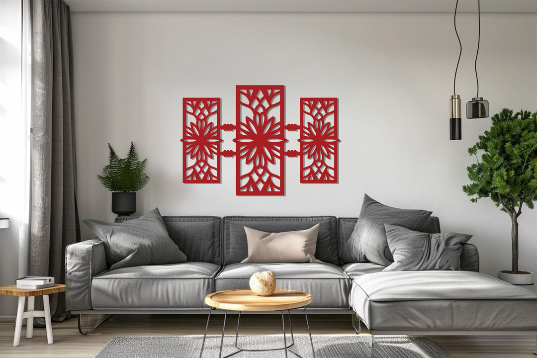 سيمتري بلوم – تصميم زهري هندسي حديث فن جداري معدني