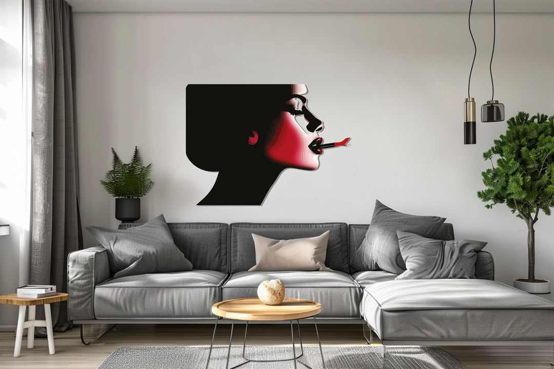 Scarlet Smoke – Bold Woman Silhouette Metal Wall Art
