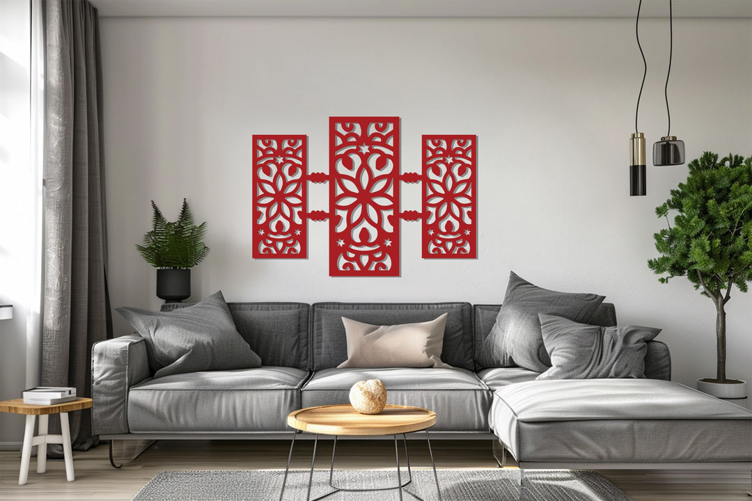 بتلة مضيئة – تصميم هندسي زهري حديث فن جداري معدني