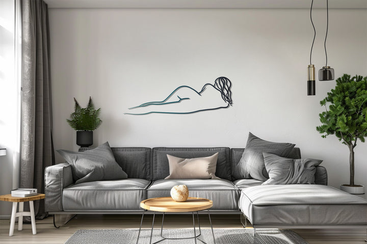 Elegant silhouette metal artwork for bedroom