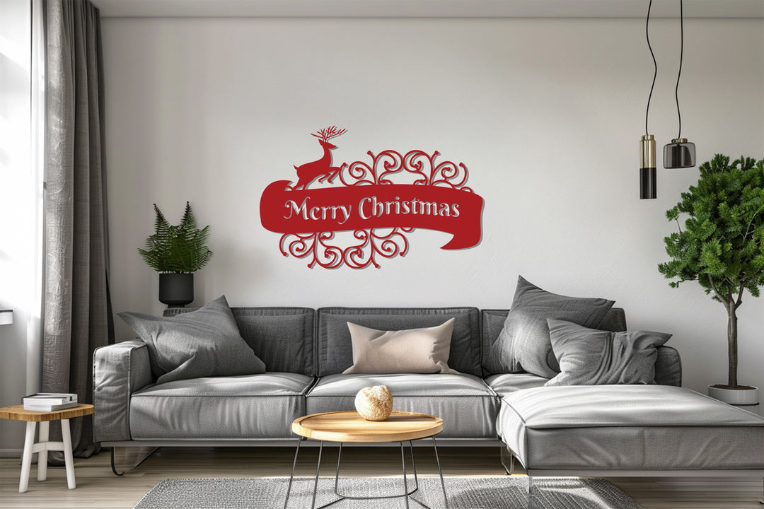 أناقة احتفالية – غزلان عيد الميلاد المجيد فن جداري معدني