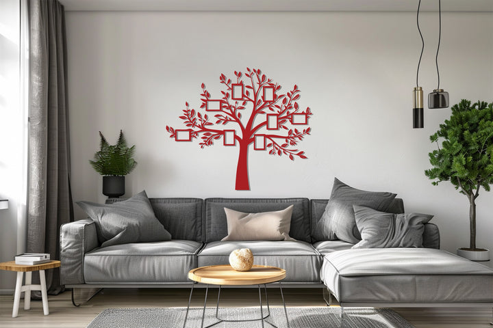 Artistic photo frame wall art design with symbolic family tree