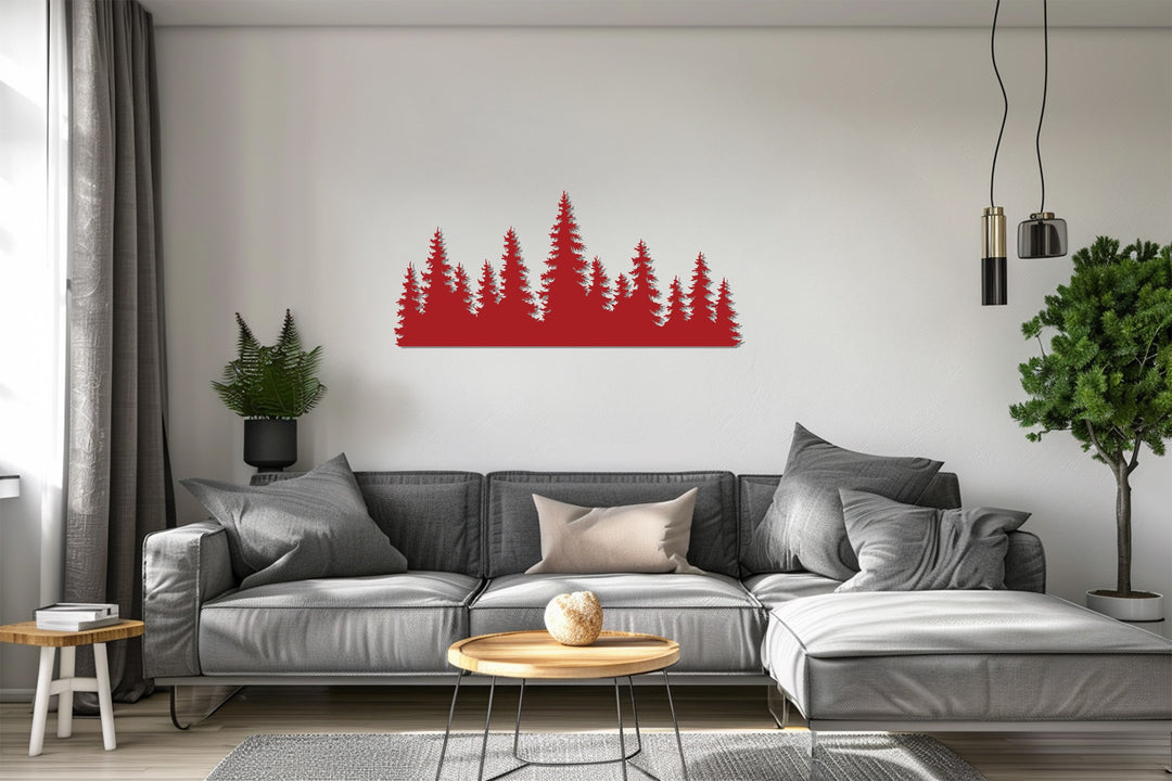Pine Forest Silhouette – Rustic Nature Metal Wall Art