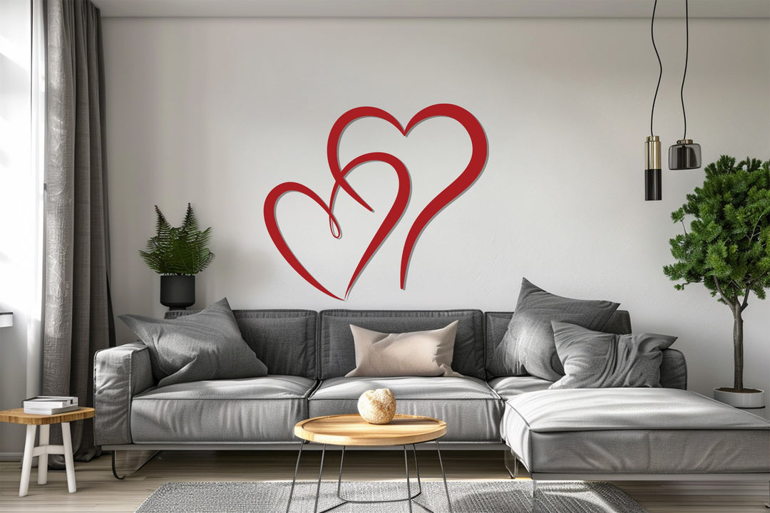 Intertwined Double Hearts – Romantic Metal Wall Art