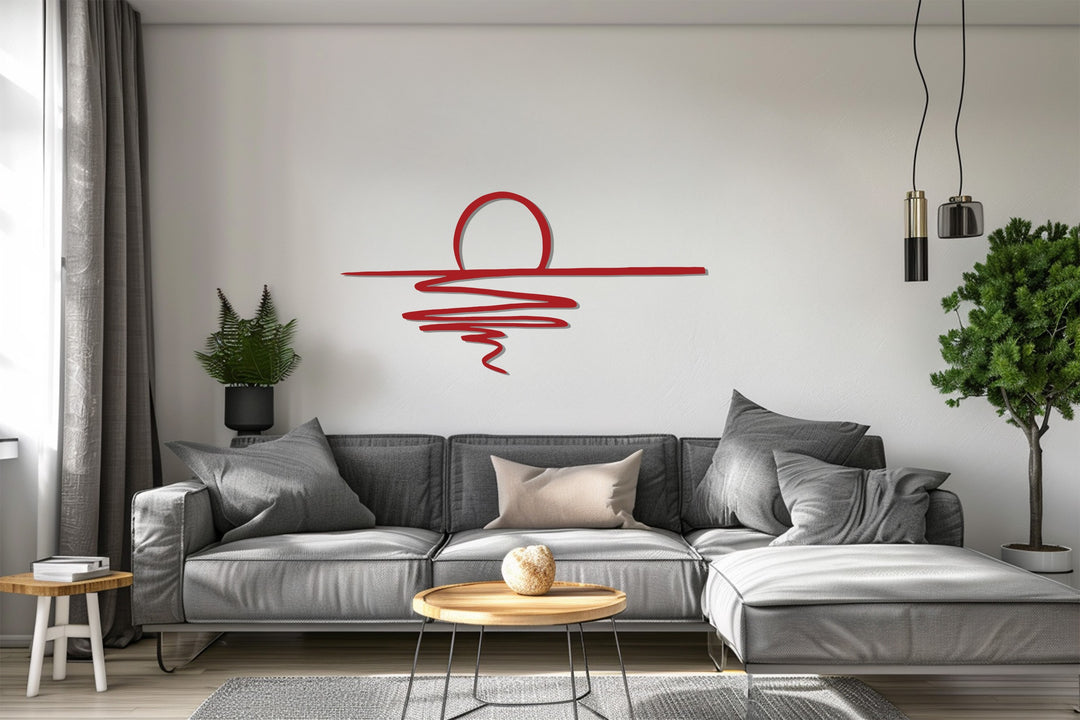 Abstract Sunset Metal Wall Art – Minimalist Coastal Decor