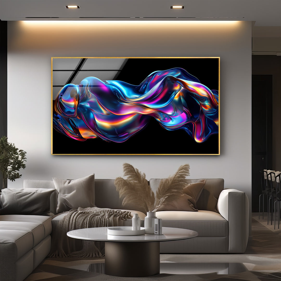 Neon Liquid Pulse – Vibrant Chromatic Flow Glass Wall Art