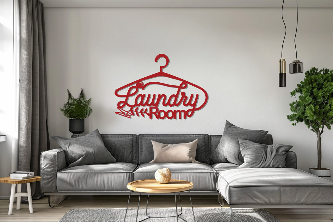 Laundry Room Metal Wall Art – Red Hanger Design