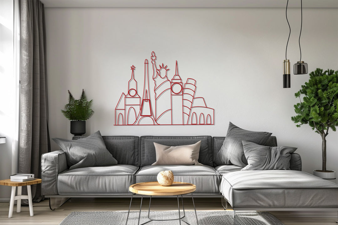 Travel inspired global metal wall art