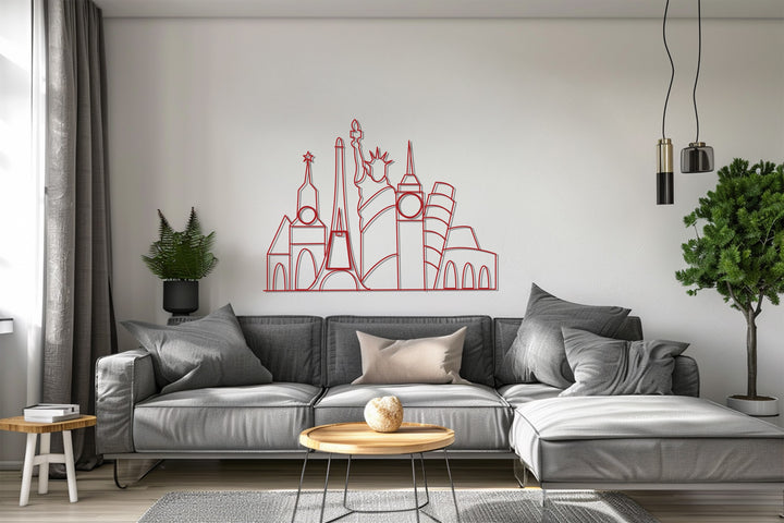 Travel inspired global metal wall art
