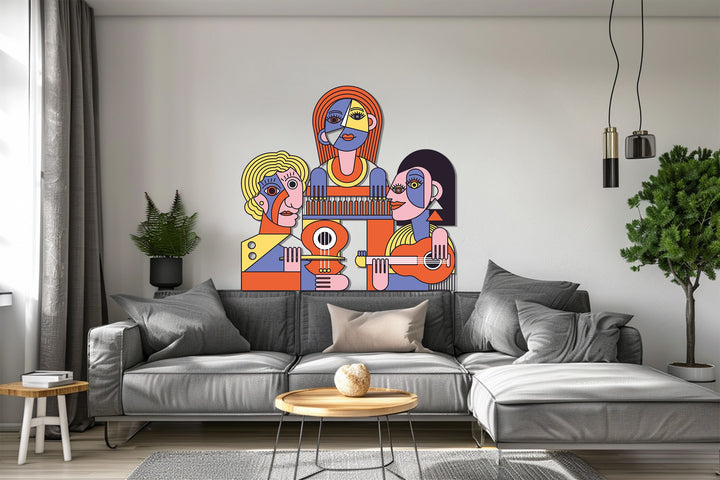 Colorful geometric musicians metal artwork for home