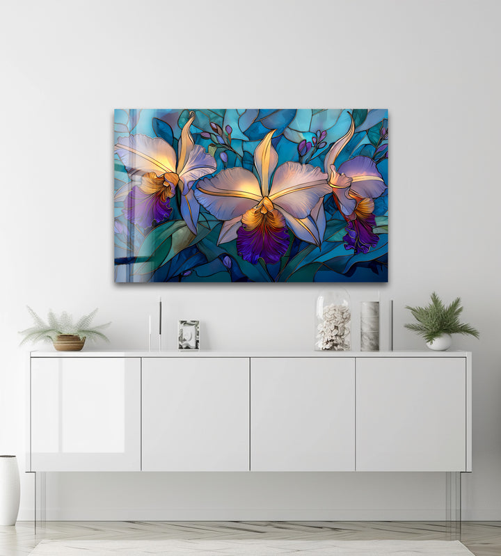 Orchid Symphony – Tropical Bloom Glass Wall Art