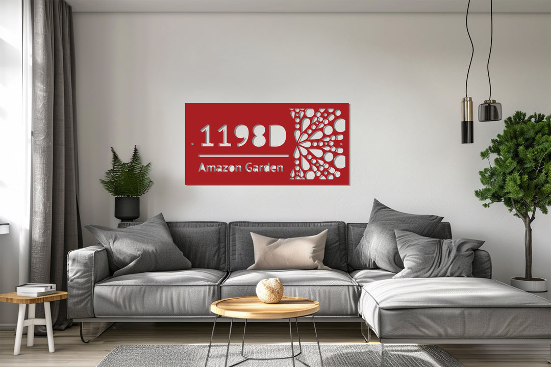 Custom Metal Address Plaque – Modern Raindrop Design House Number Sign
