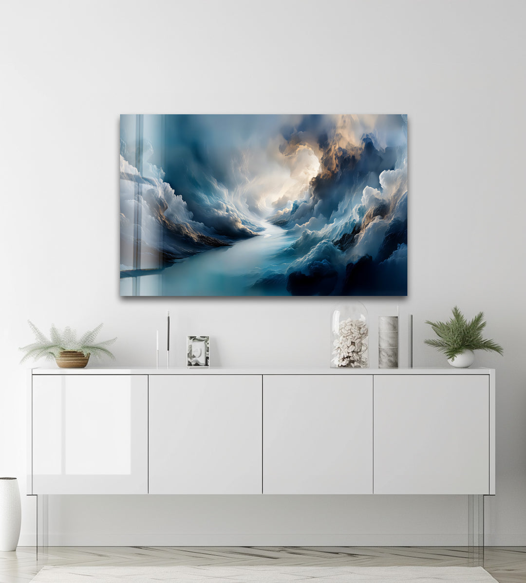 Blau gebeiztes Baumleben Glasbilder
