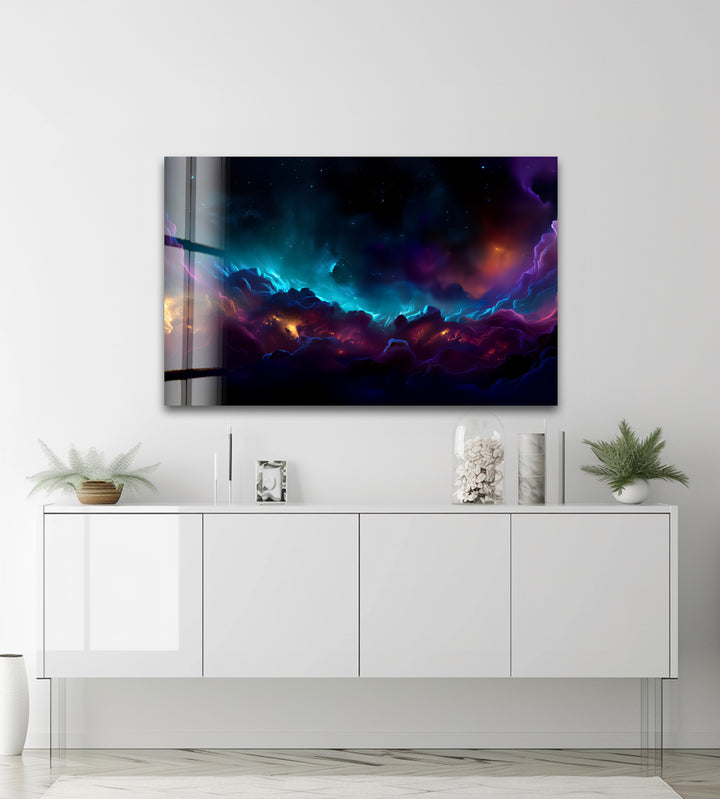 Portal to the Cosmos – Abstract Galaxy Dreamscape Glass Wall Art