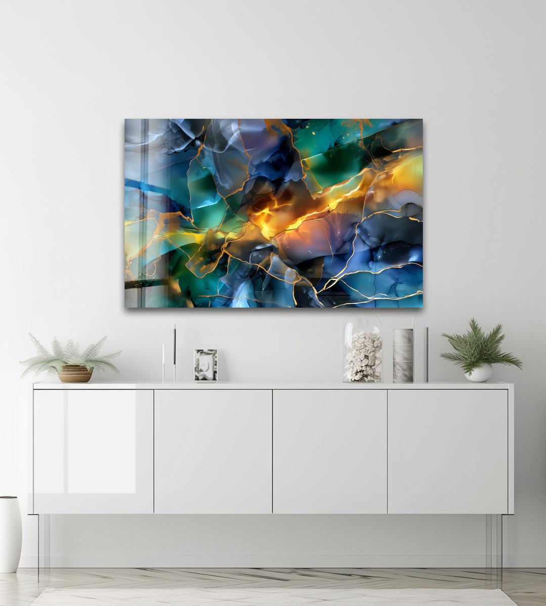 Fractured Light – Abstract Shattered Prism Glass Wall Art