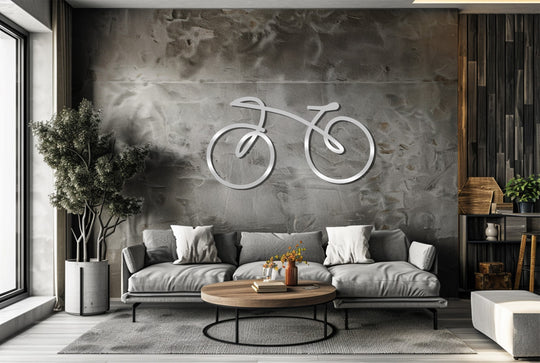 Highlighting the abstract quality, the minimal bicycle metal decoration wall art presents a modern, stylized interpretation of cycling, rendered as a sleek, monochromatic design.