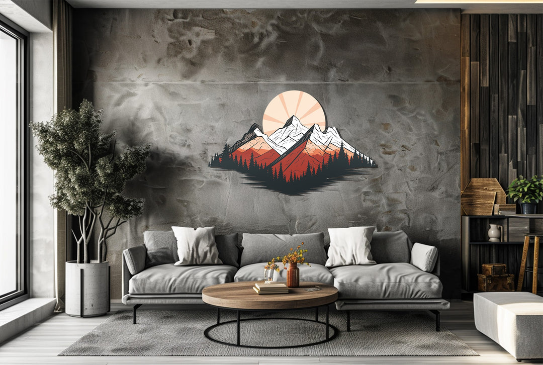 Majestic Peaks – Sunset Mountain Landscape Metal Wall Art