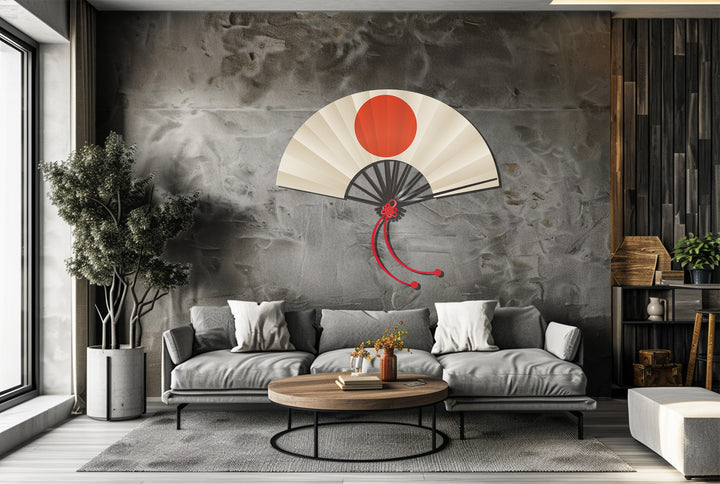 asian fan metal wall art