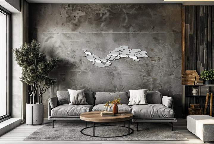 Black metal ocean wall décor for living room