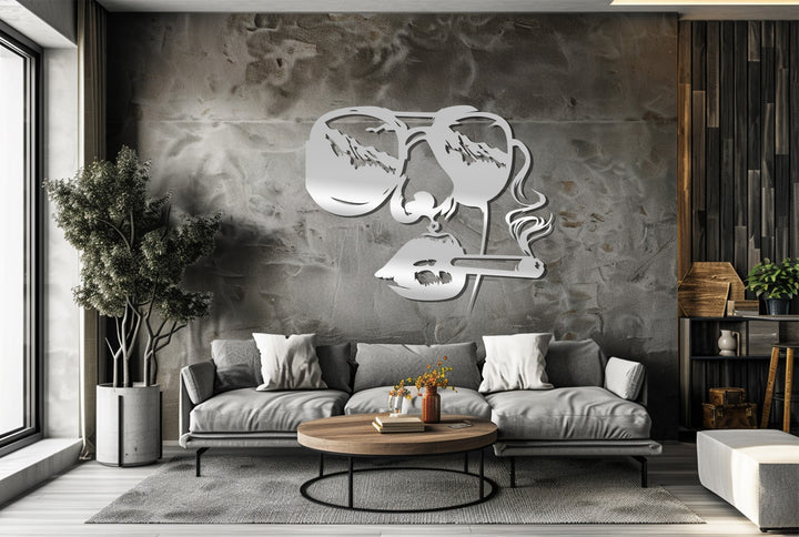 Edgy black silhouette smoking lips metal wall décor