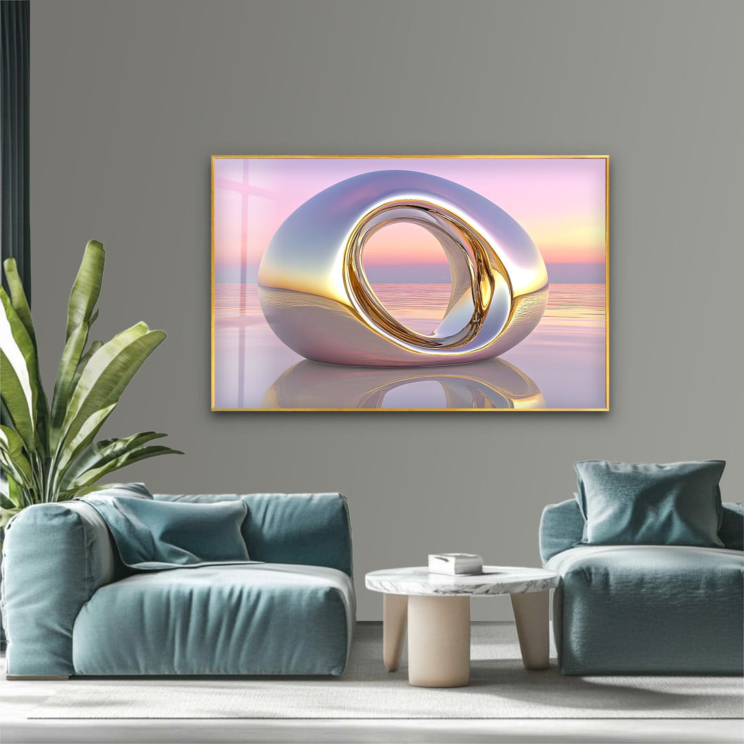 Lumina Dawn Sculpture – Polished Chrome Orb Glass Wall Art