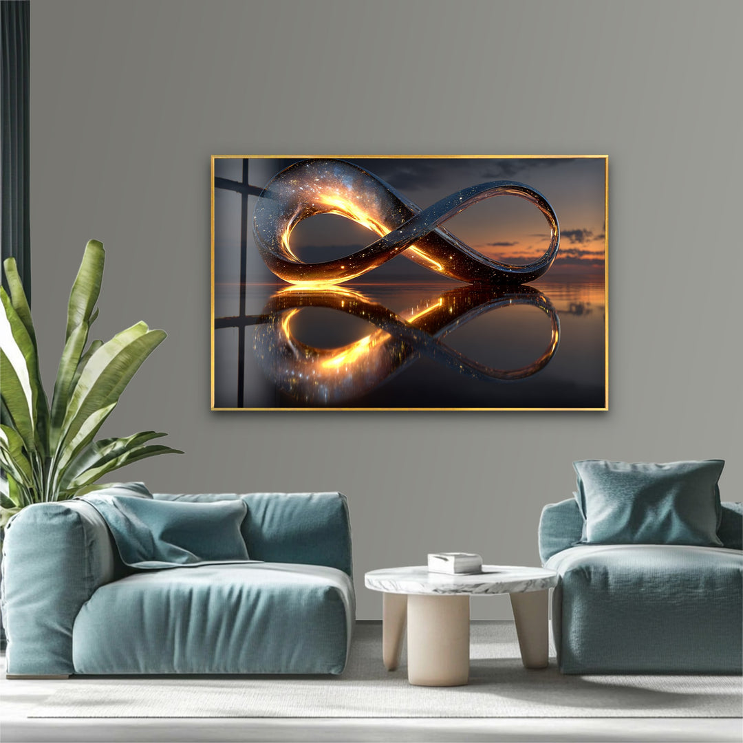 Eternal Horizon Loop – Illuminated Infinity Sculpture Glass Wall Art
