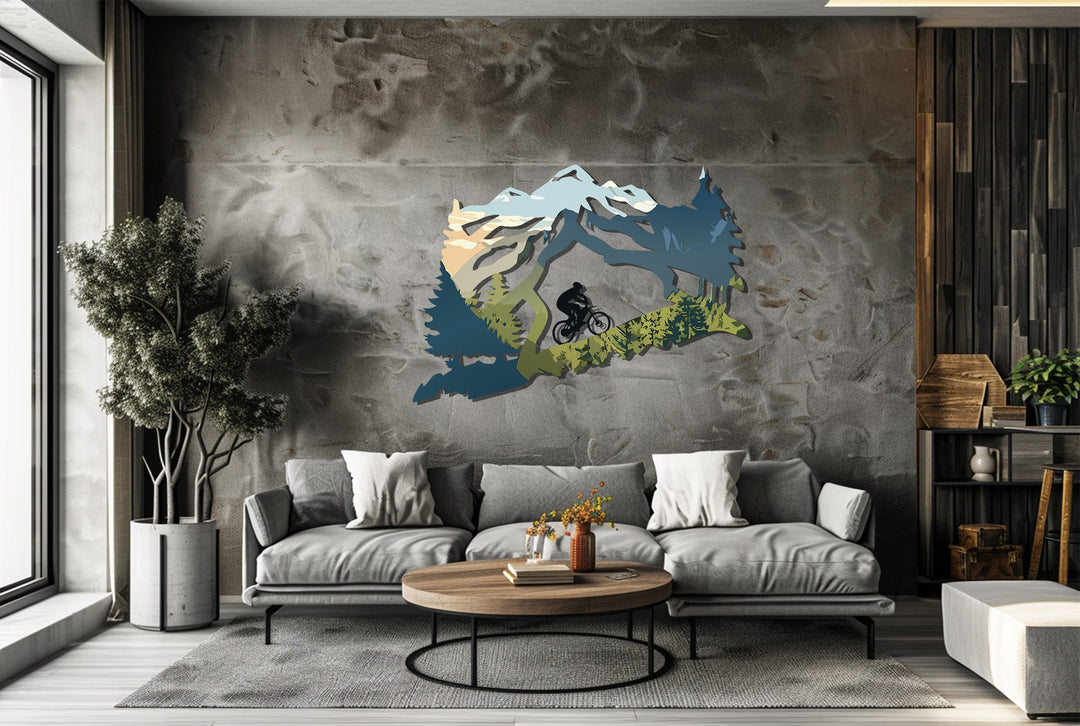 Mountain Biker Metal Wall Art – Adventure Landscape Design