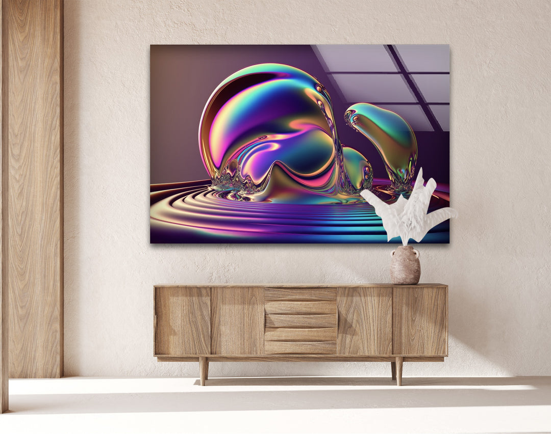 Forma ondulata LuminaFlux – Sfera liquida cromatica Quadri da Parete in Vetro