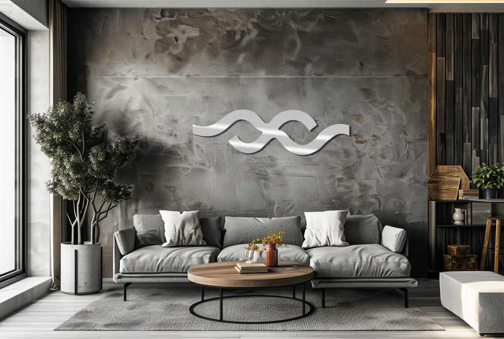 Minimalist modern line art metal wall sculpture