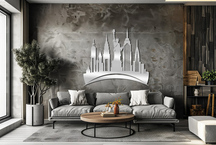 City skyline metal wall decor