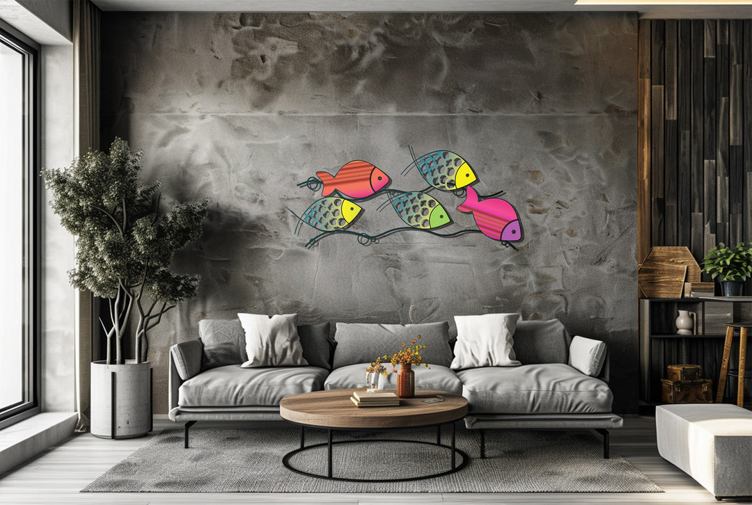 Colorful Fish Metal Wall Art – Modern Ocean-Inspired Abstract Design