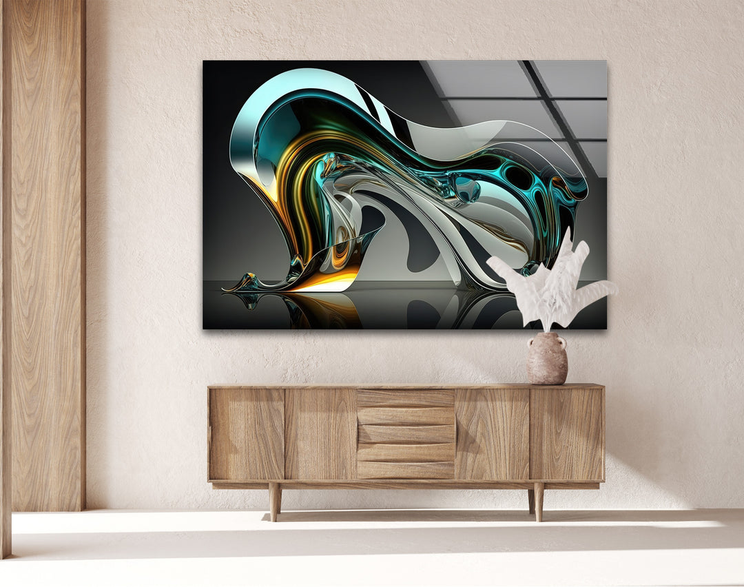 NeoLumen Fluid Arc: Escultura cromática futurista Arte En Vidrio Para Pared