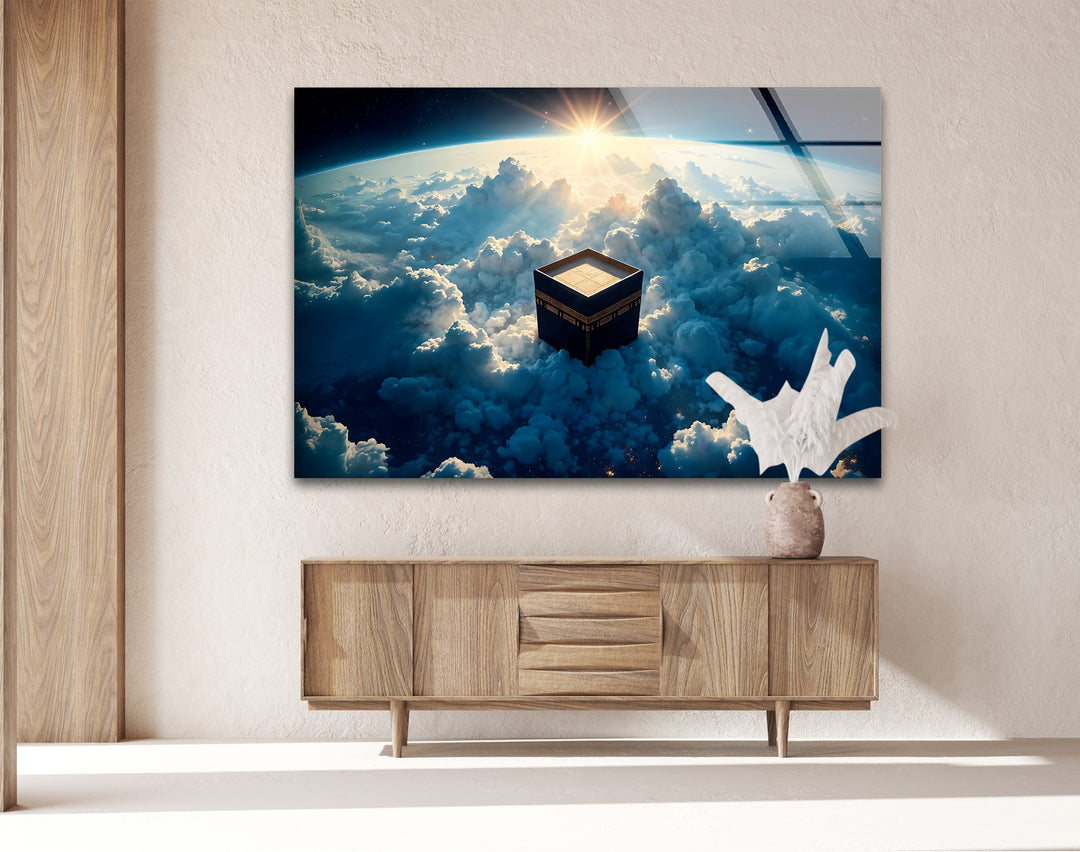 Divine Ascent – Kaaba Above the Clouds Glass Wall Art