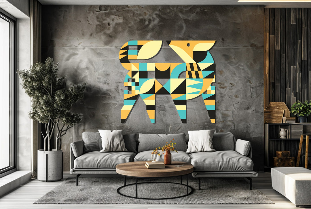 Colorful geometric fox artwork for living room or kids’ room walls