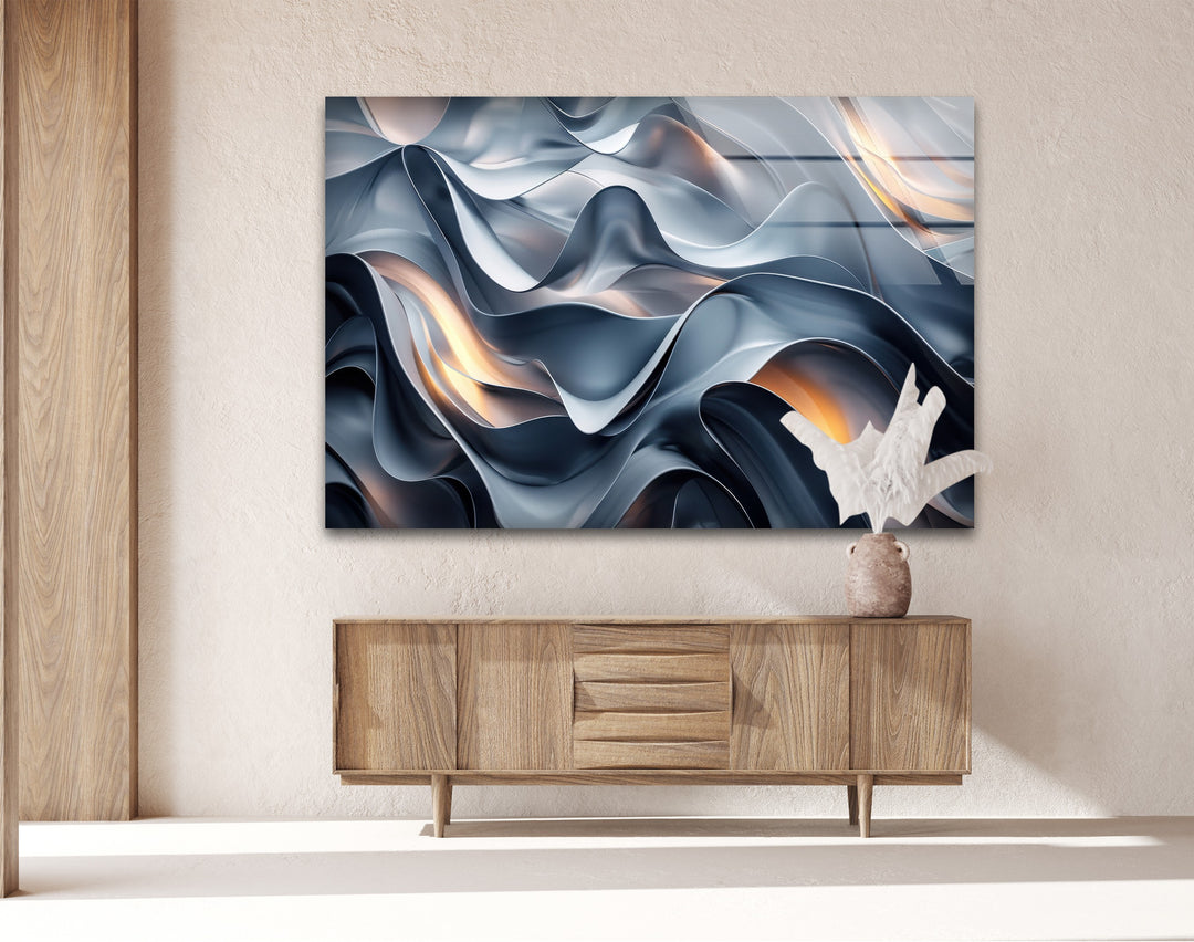 موجات إمبر من إيروفلوينت - تدفق معدني منحوت اللوحات الزجاجية الجدارية