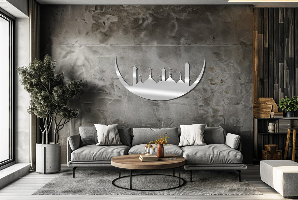 Black metal mosque wall hanging