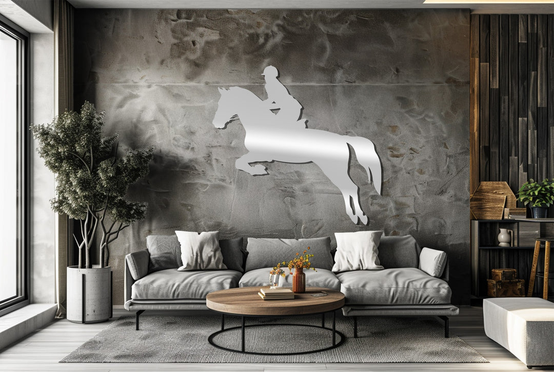 Equestrian rider metal wall art