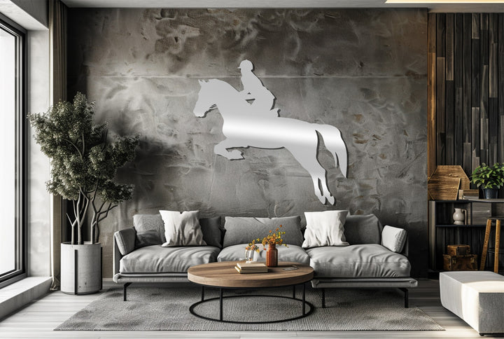 Equestrian rider metal wall art