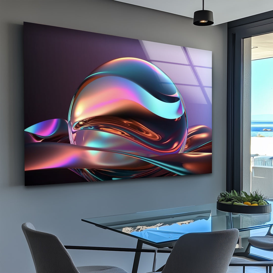 Spectrum Orb Reflection – Iridescent Sphere Glass Wall Art