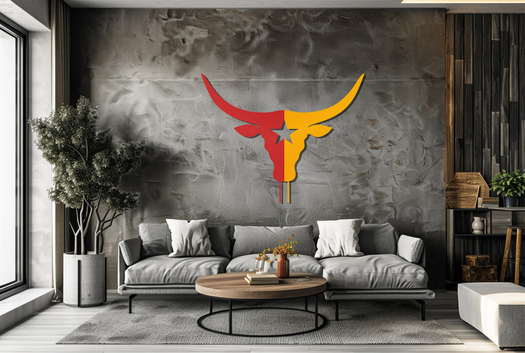 تكساس لونغ هورن ستار – غربي فن جداري معدني